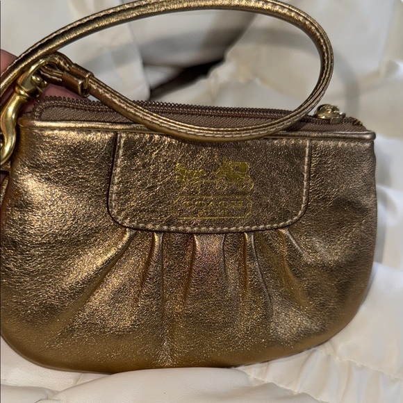 Coach Metallic Gold Wristlet - Picture 1 of 7